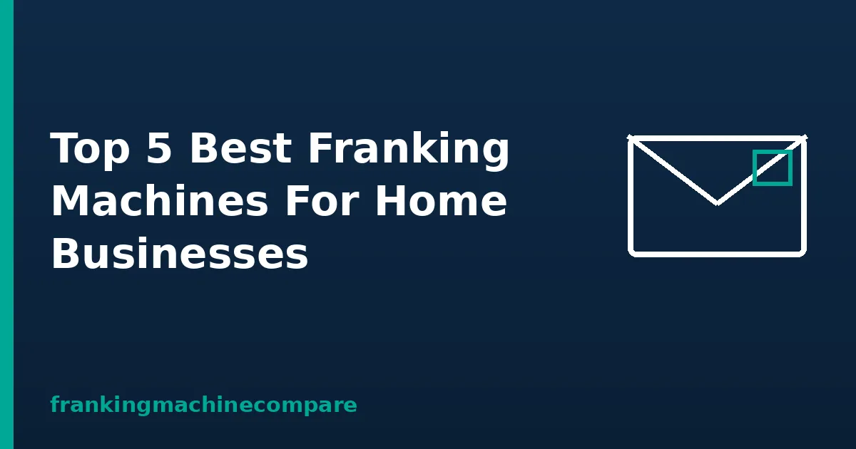 Illustration of a franked envelope with the title Top 5 Best Franking Machines For Home Businesses